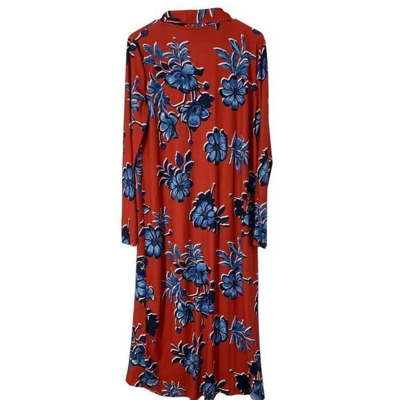 Zara Jersey Shirt Dress Size Large V-neck Button Long Sleeve Collared 5239 - Picture 6 of 8